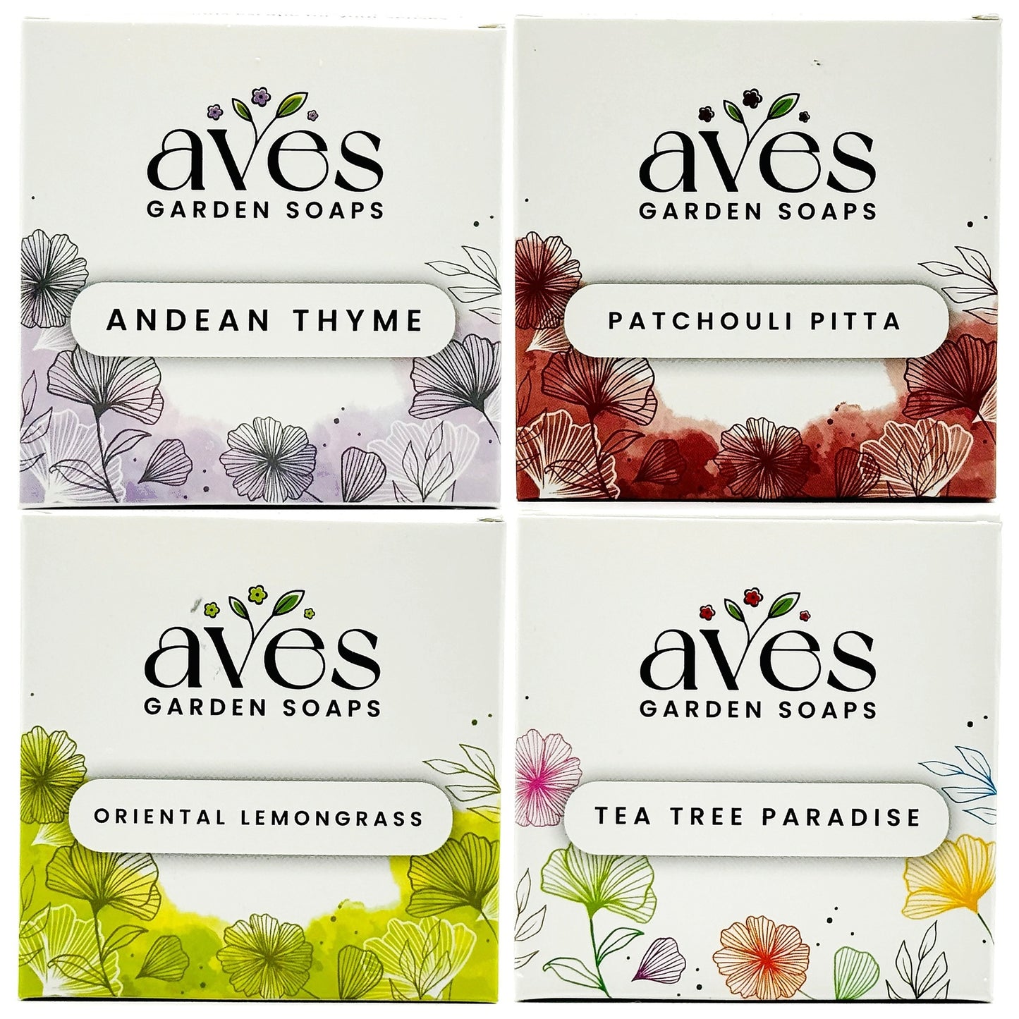Herbal Quartet 4-Pack  Andean Thyme, Patchouli Pitta, Oriental Lemongrass, and Tea Tree Paradise