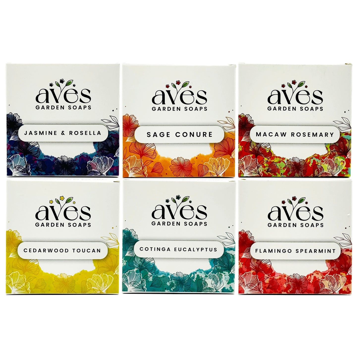 Parrots & Tropicals 6-Pack Handmade Botanical Bar Soap Gift Set | Aves Garden Soaps