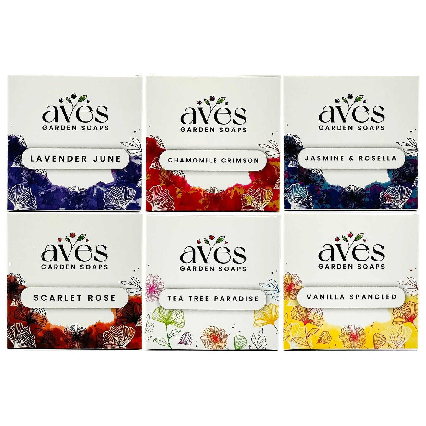 Florals 6-Pack Handmade Bar Soap Gift Set — Lavender, Rose, Jasmine, Chamomile & More | Aves Garden Soaps